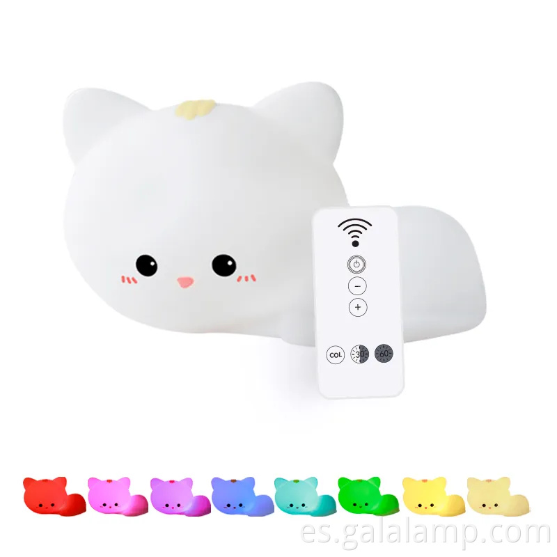 Adorable Lámpara de gato de sensor de silicona táctil para niños
